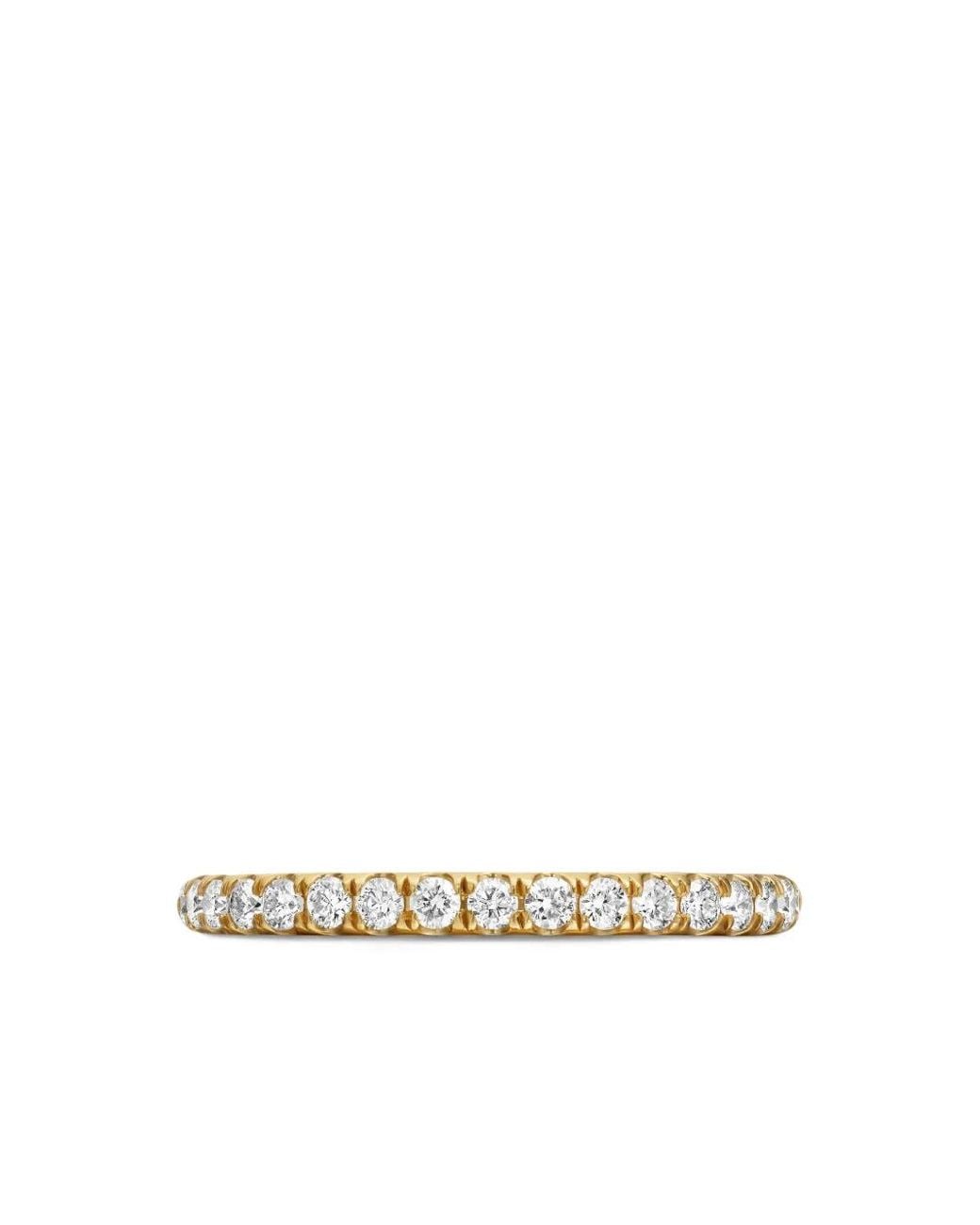 David Yurman Metallic 18Kt Cable Collectibles Diamond Stack Ring (2Mm)