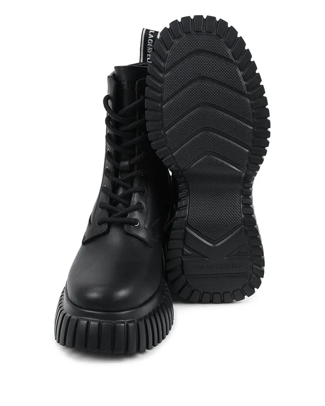 Karl Lagerfeld Black Logo-Embellished Combat Boots