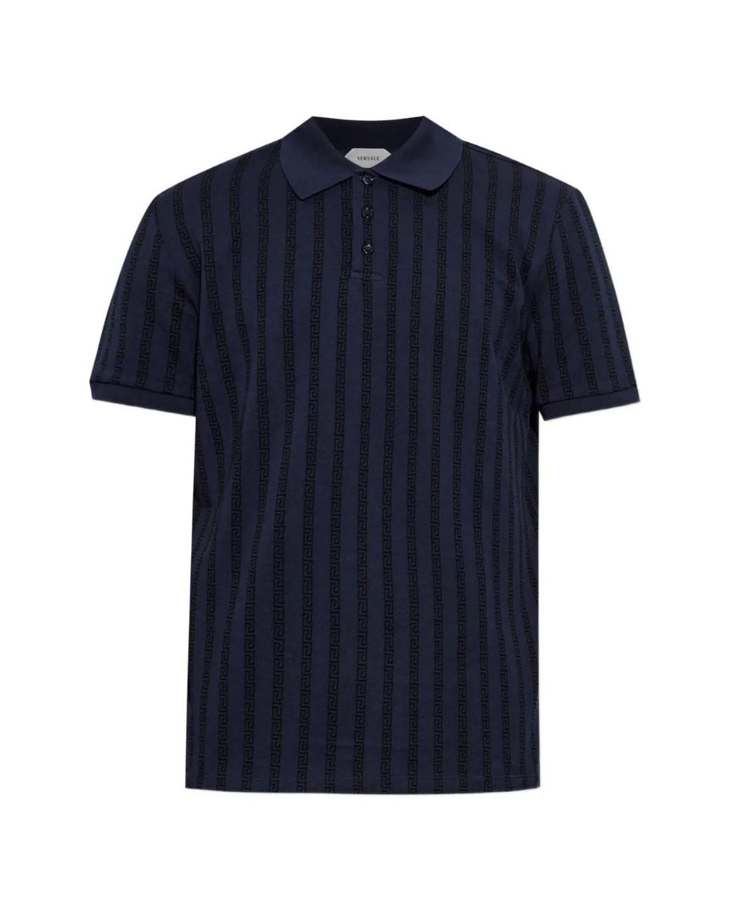 Versace Blue Jacquard Cotton Piqué Polo Shirt for men