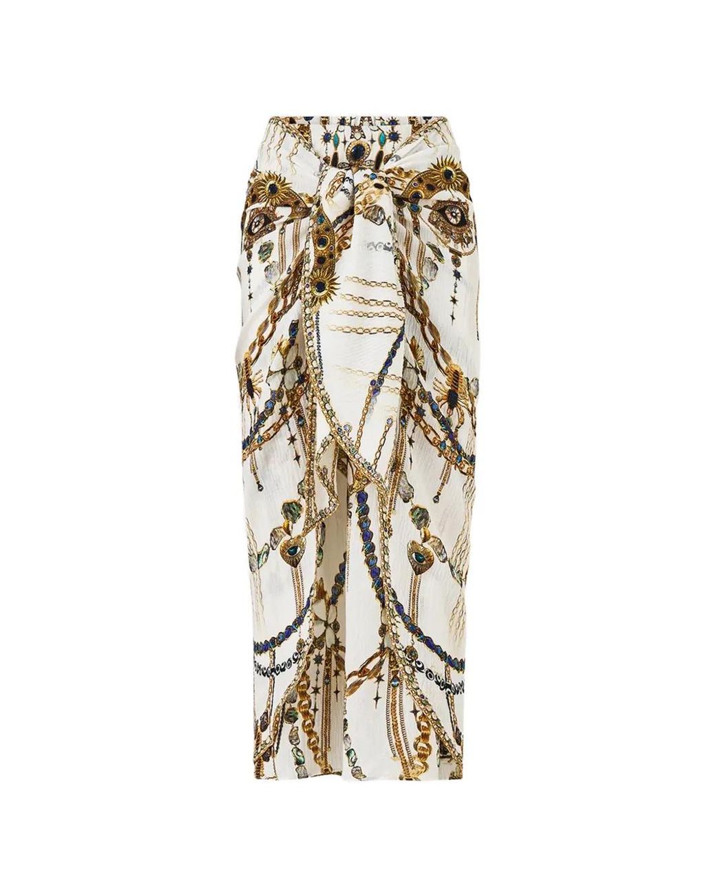Camilla Metallic Tie-Front Midi Skirt