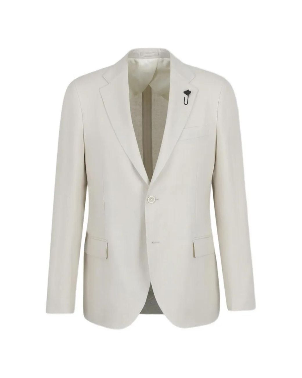 Lardini White Brooch Single-Breasted Suit for men
