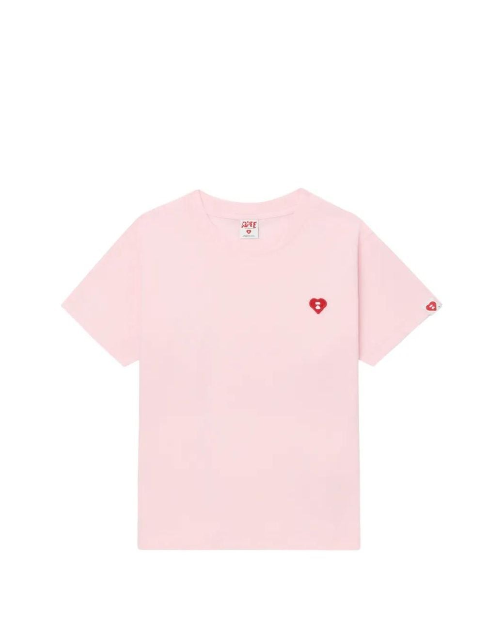 A Bathing Ape Pink Heart-Embroidered T-Shirt