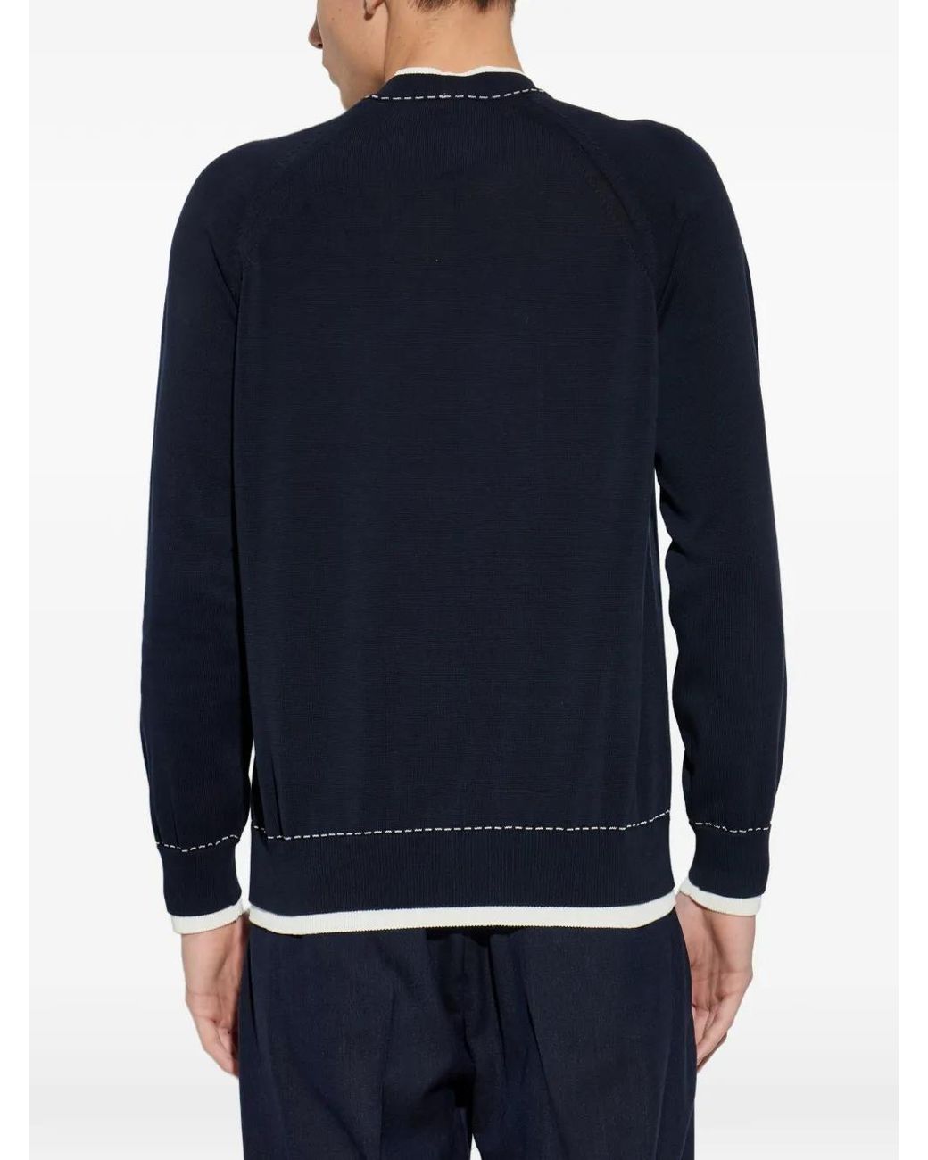 Eleventy Blue Long-Sleeve Crew-Neck Sweater for men