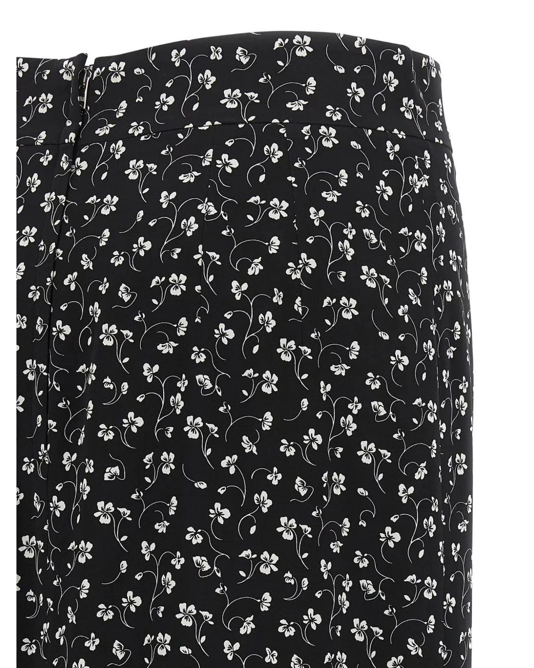 Dolce & Gabbana Black Floral-Print Midi Pencil Skirt