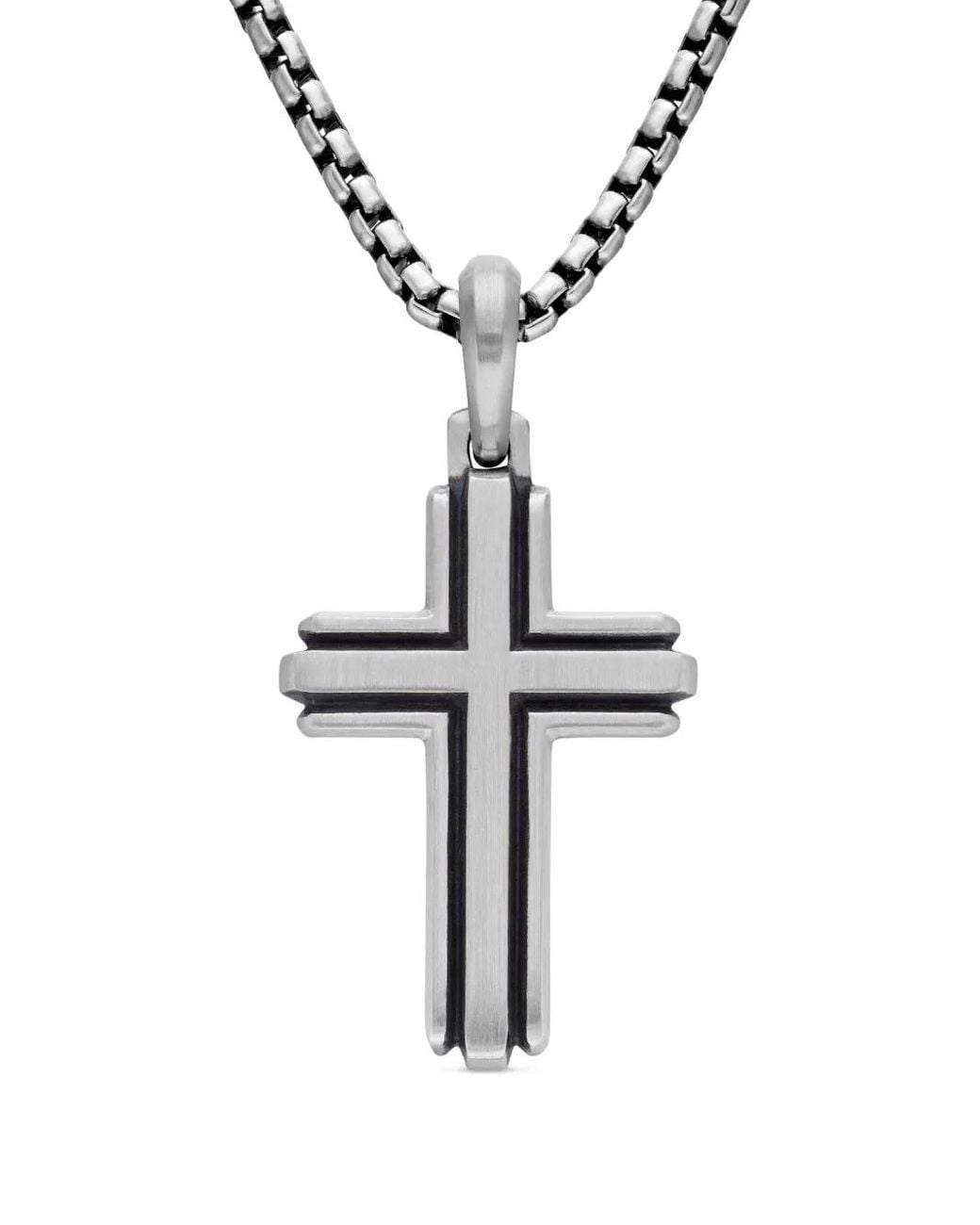 David Yurman White Sterling Deco Cross Pendant (34Mm) for men