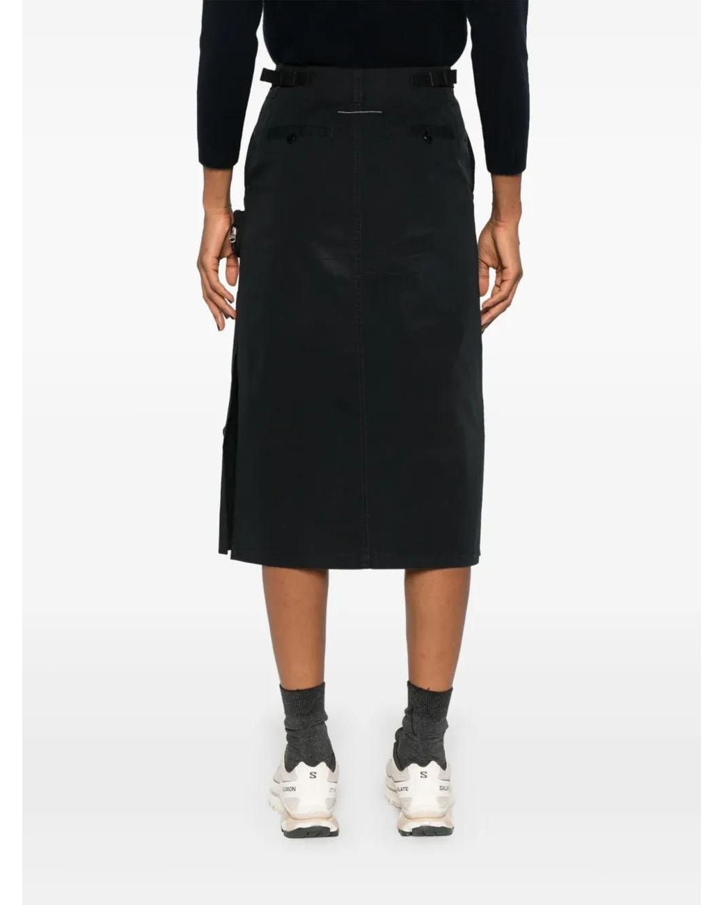 MM6 by Maison Margiela Black Single Stitch-Logo Cargo Skirt