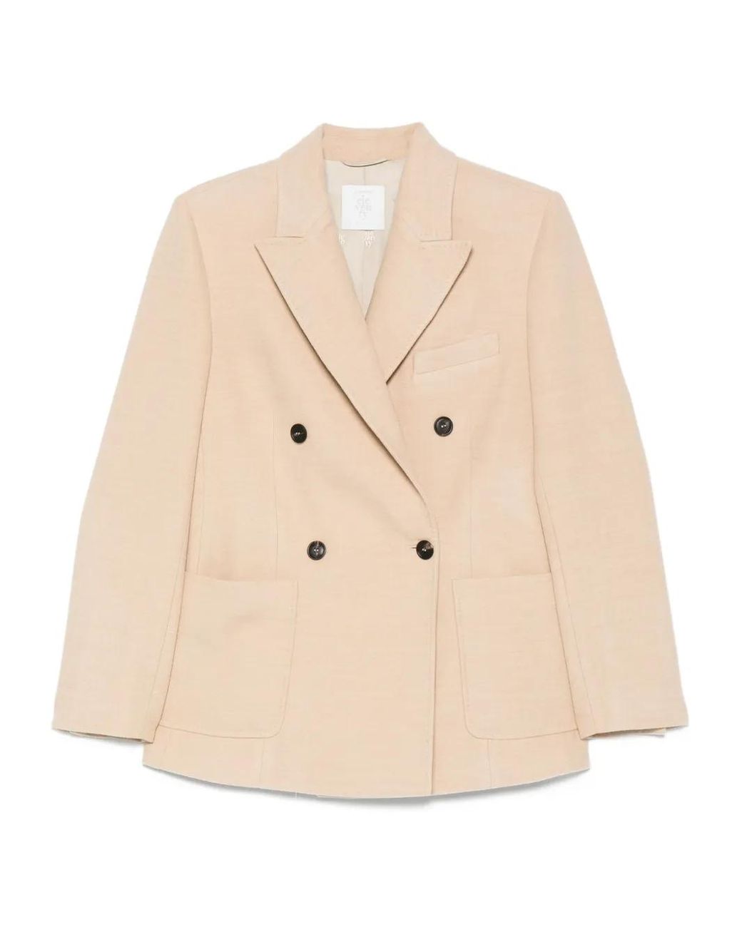 Eleventy Natural Double-Breasted Pocket Blazer