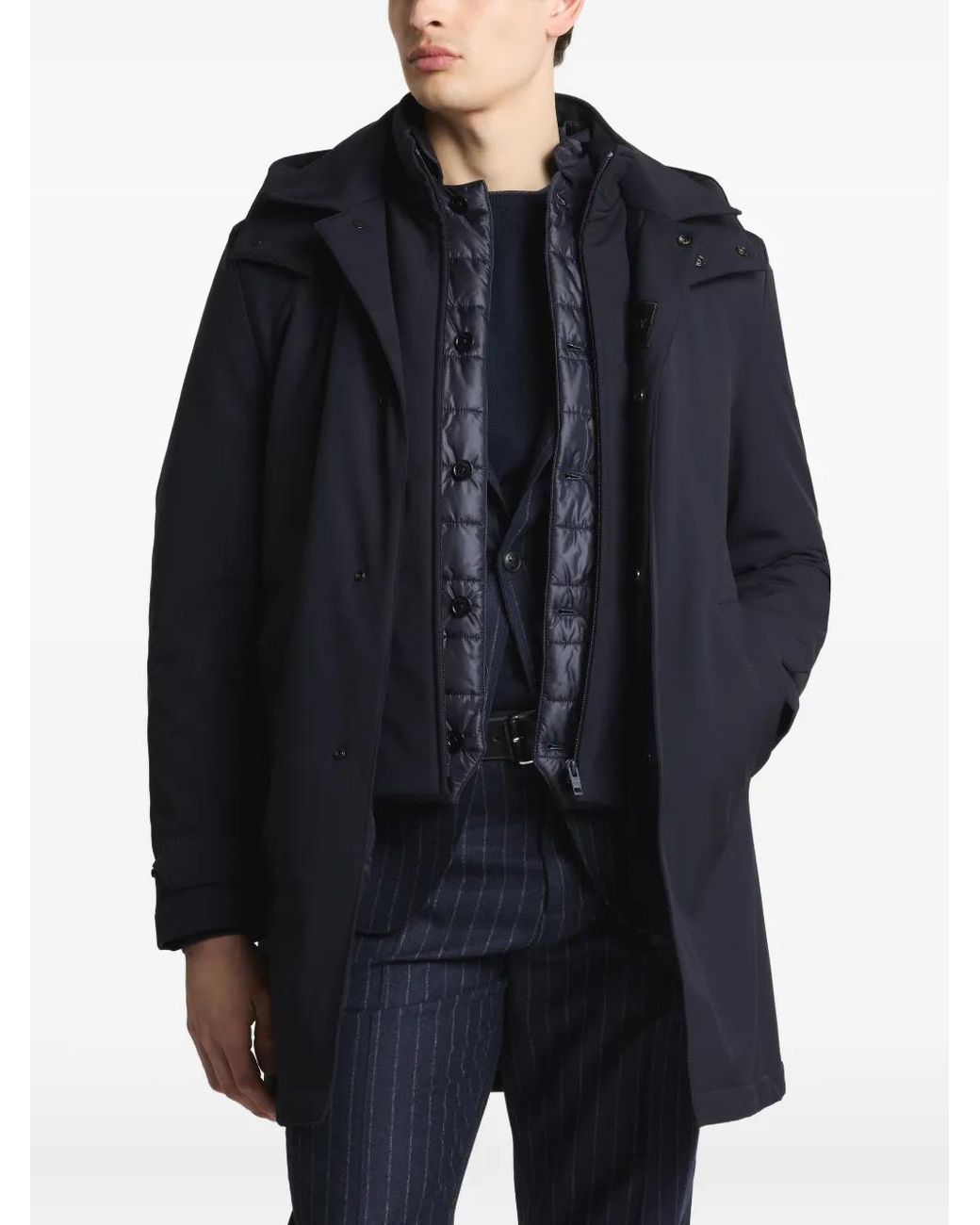 Fay Blue Hooded Coat for men