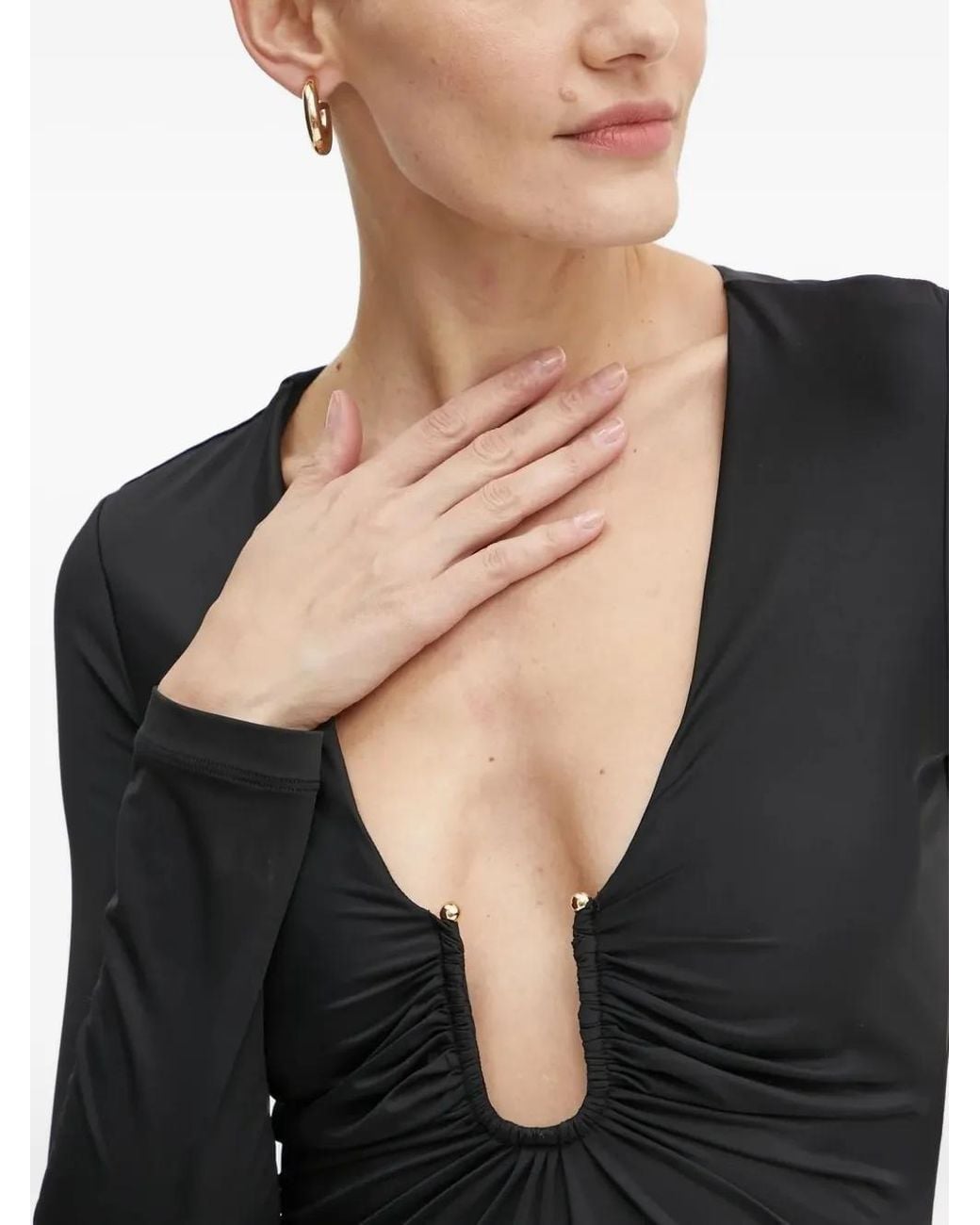 Bardot Black Remmy Plunging-Neckline Maxi Dress