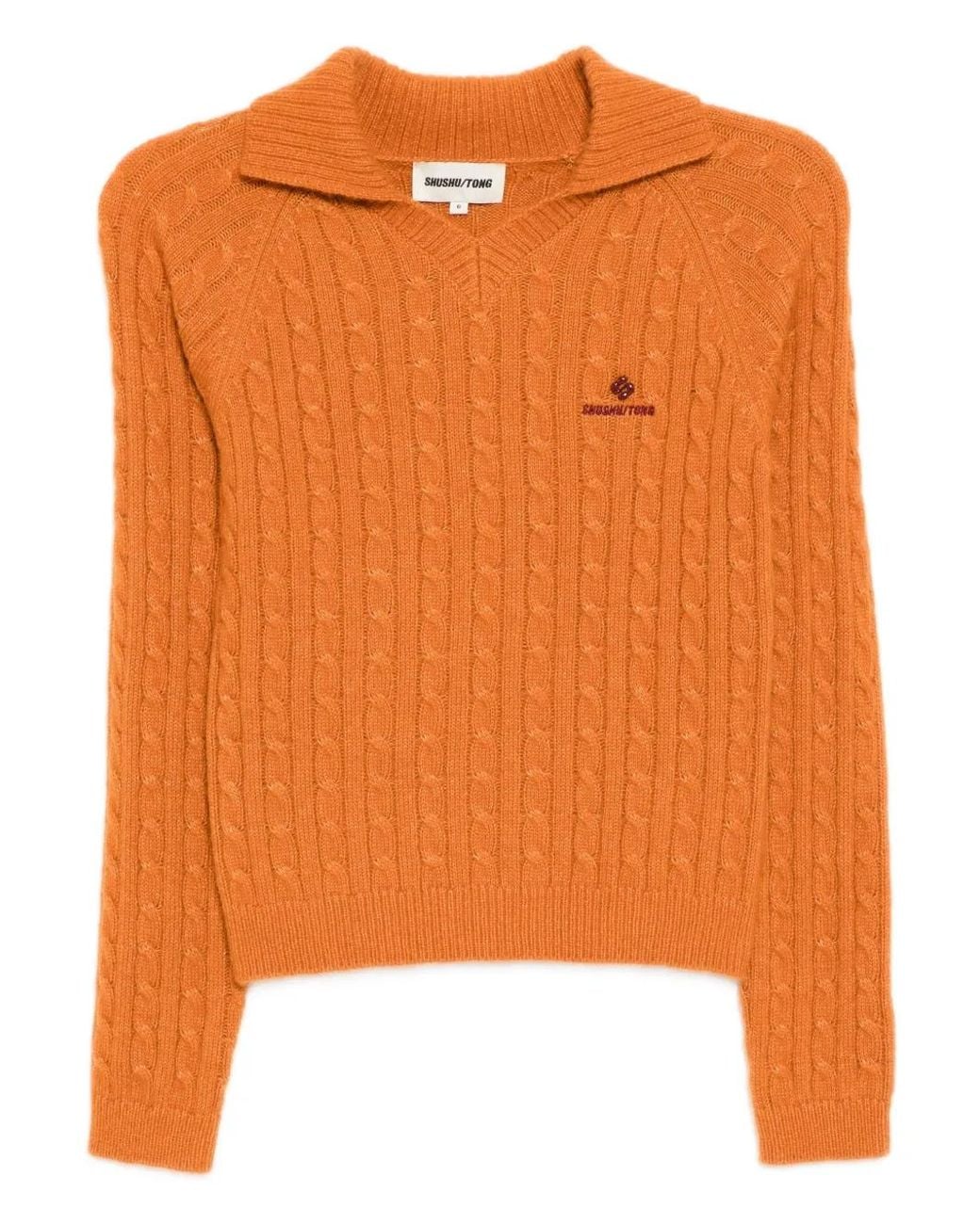 ShuShu/Tong Orange Logo-Embroidered Top