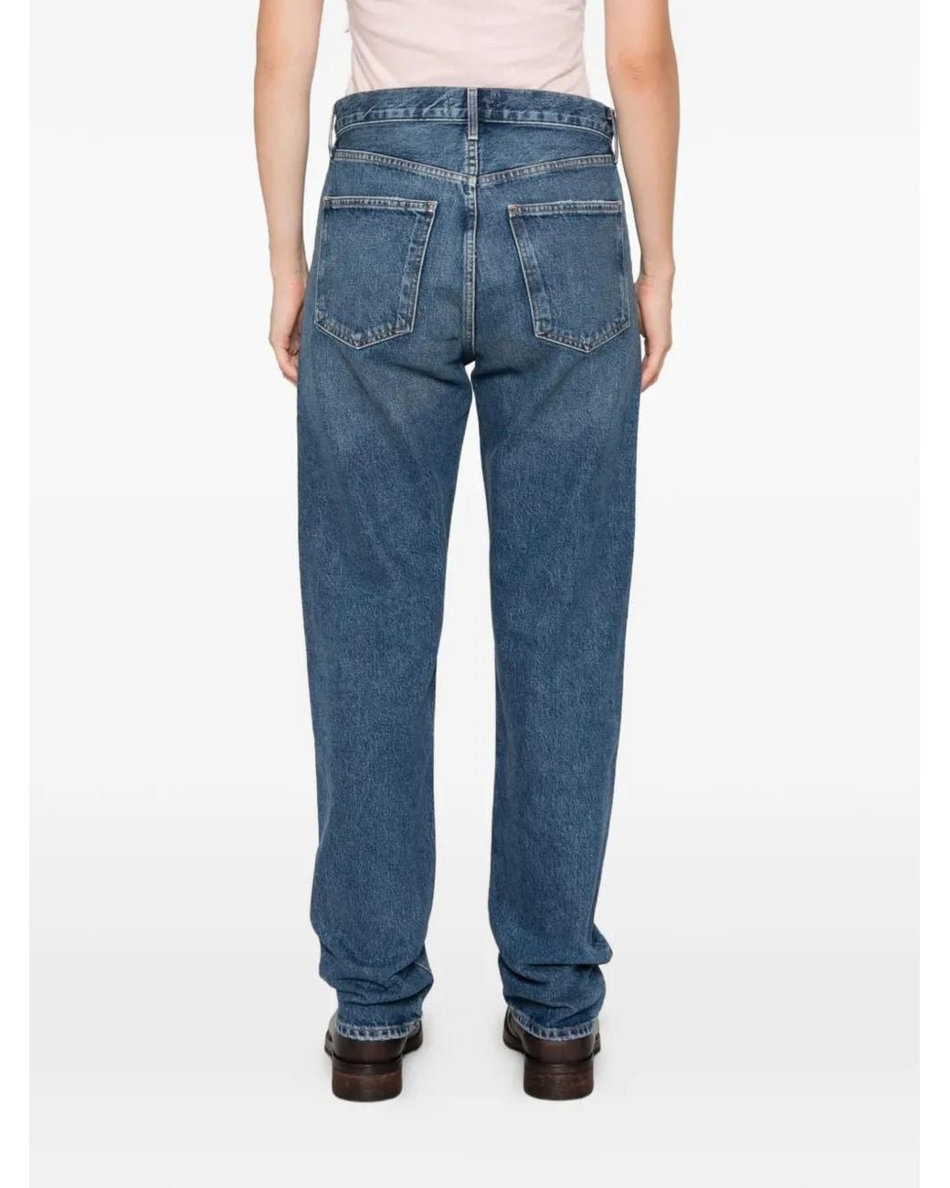 Agolde Blue Faded Straight-Leg Jeans