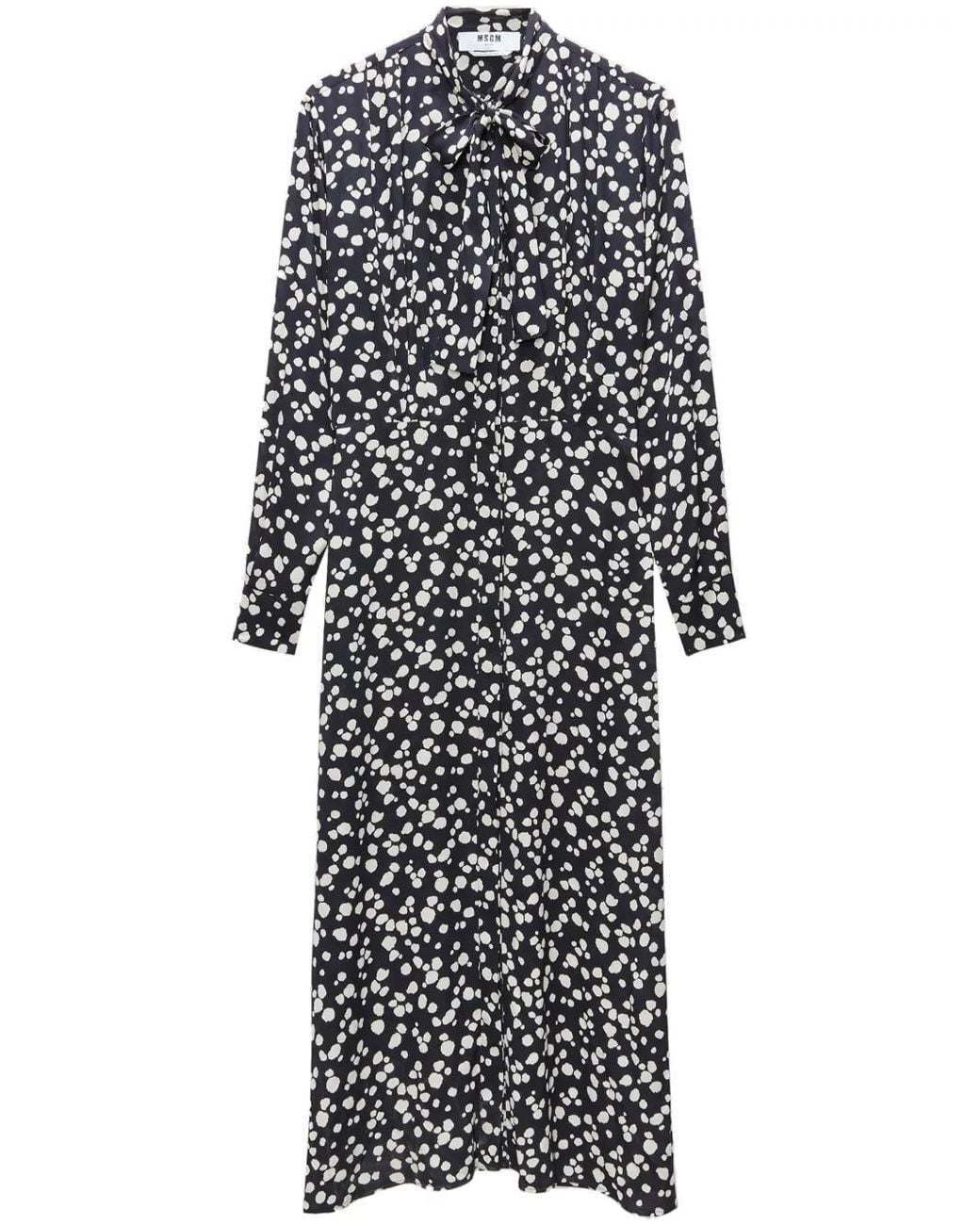 MSGM White Maxikleid Mit Punkte-Print