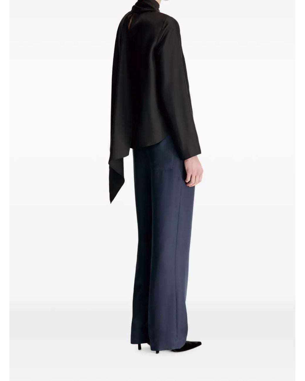 Loulou de Saison Black Gala Silk-Twill Blouse