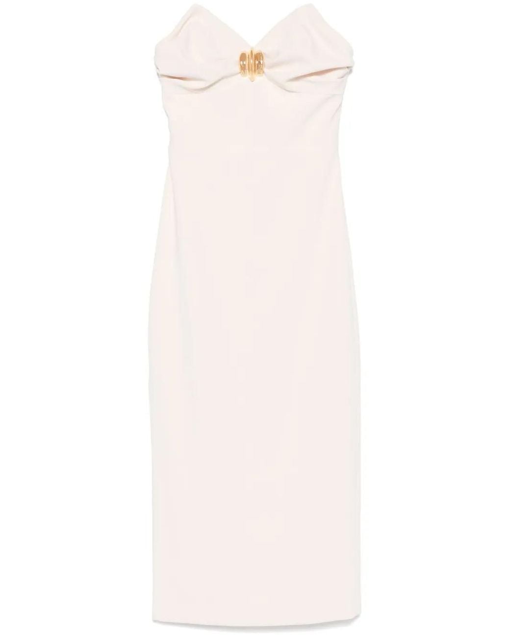 Elisabetta Franchi White Cream Midi Dress