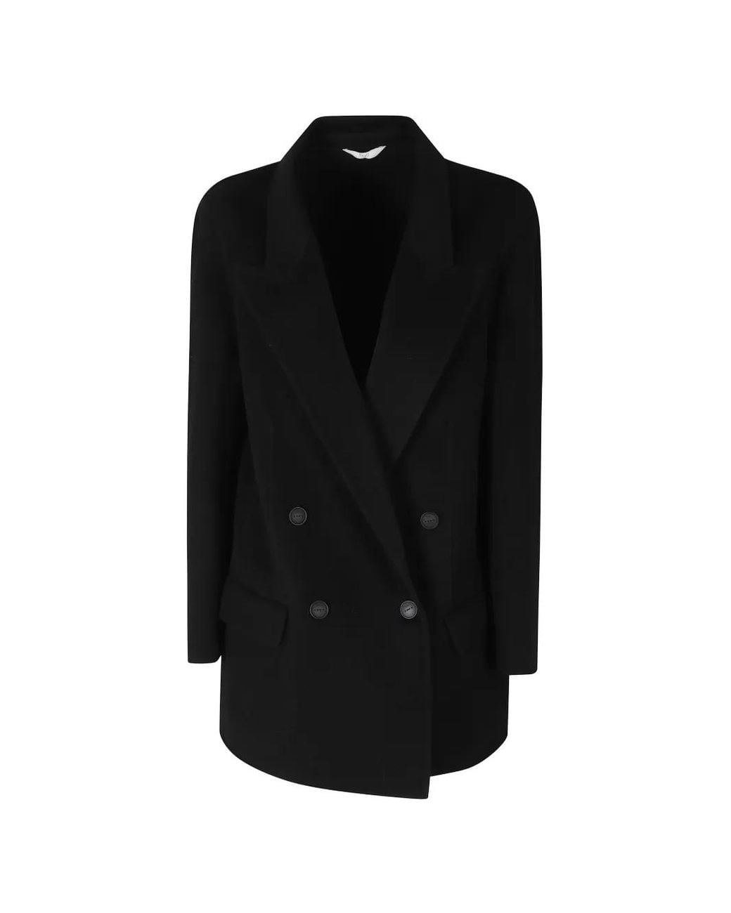 Hevò Black Acayadw Double-Breasted Coat