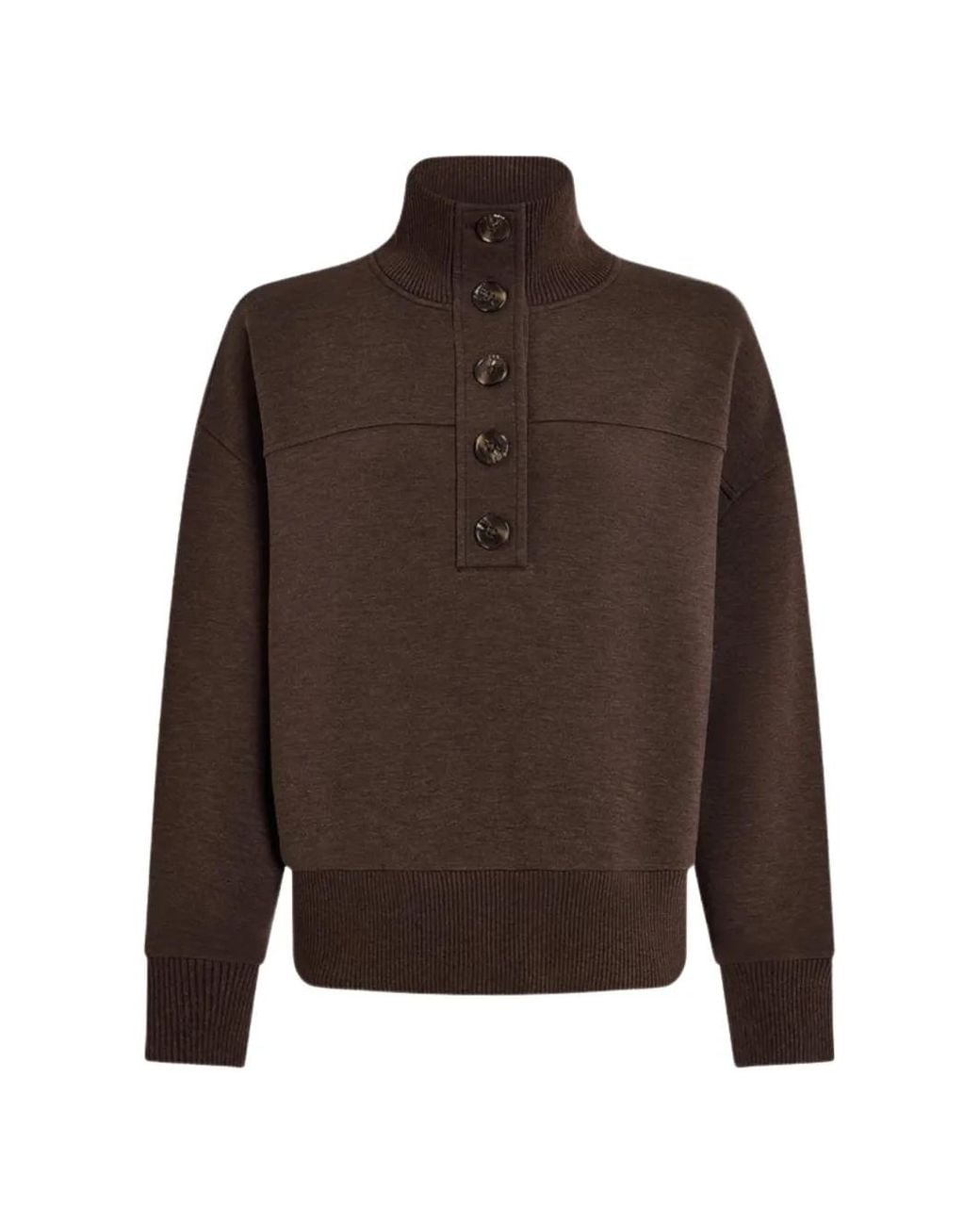 Varley Brown Bronya Button-Placket Sweater