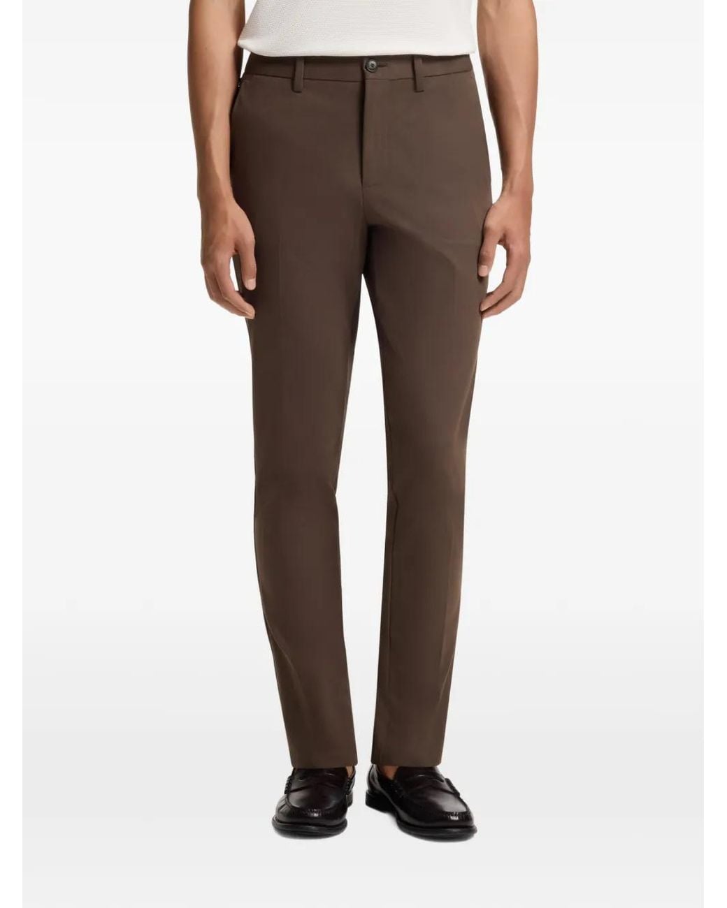 Boss Brown Slim-Fit Stretch Pants for men
