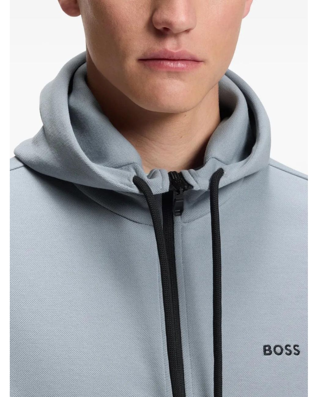 Boss Blue Regular-Fit Zip-Up Hoodie for men