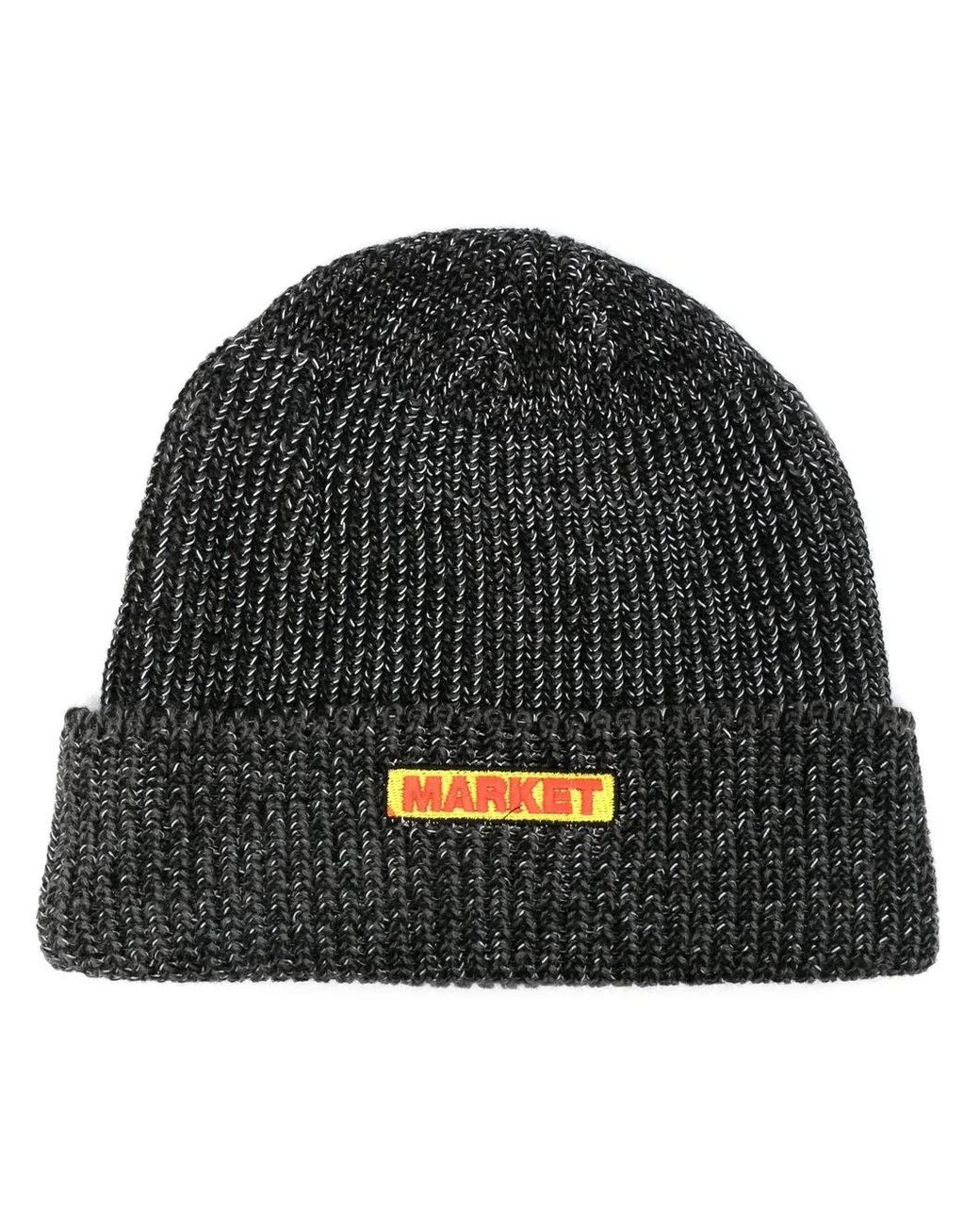 Market Black Reflective-Bar Logo Beanie