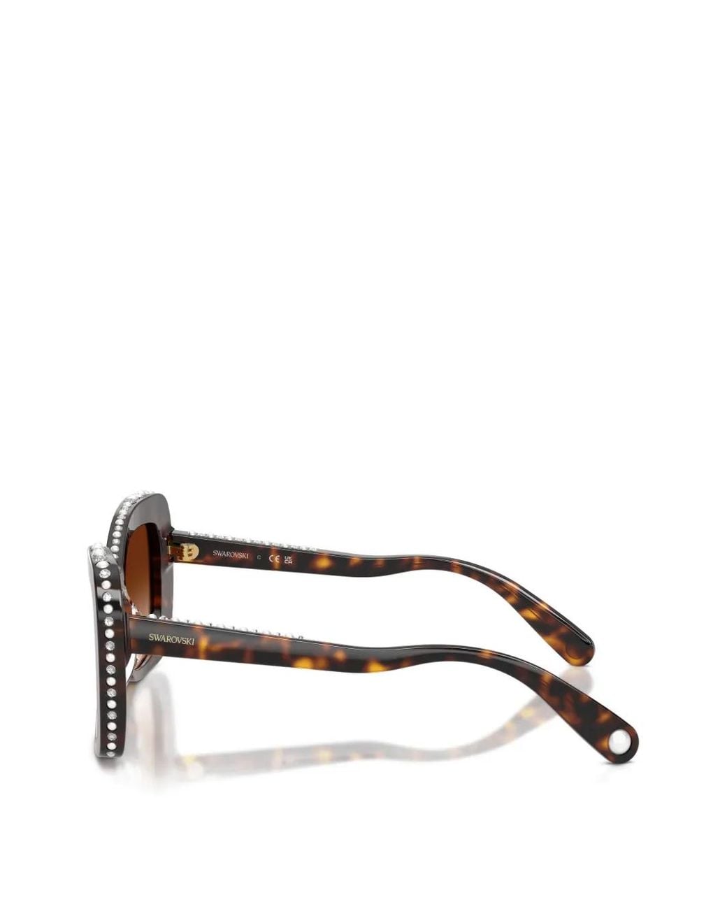 Swarovski Brown Crystal-Embellished Square-Frame Sunglasses