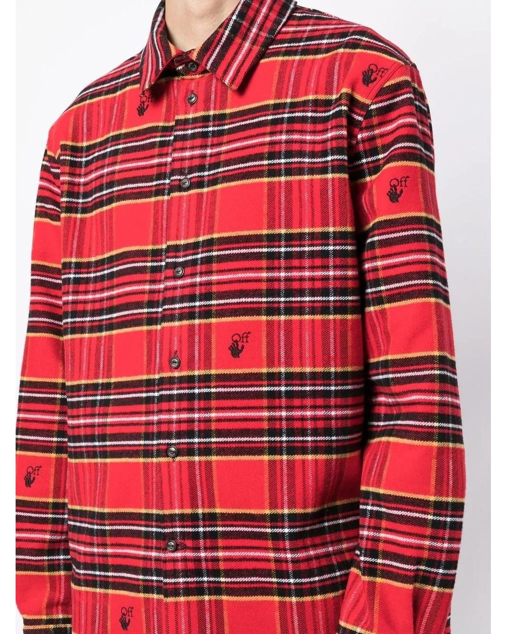 Off-White c/o Virgil Abloh Tartan-Check Logo-Embroidered Shirt for men