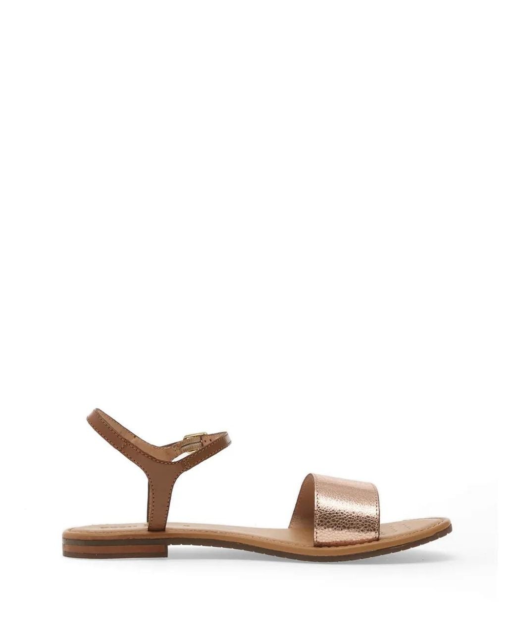 Geox White Sozy S Metallic-Effect Leather Flat Sandals