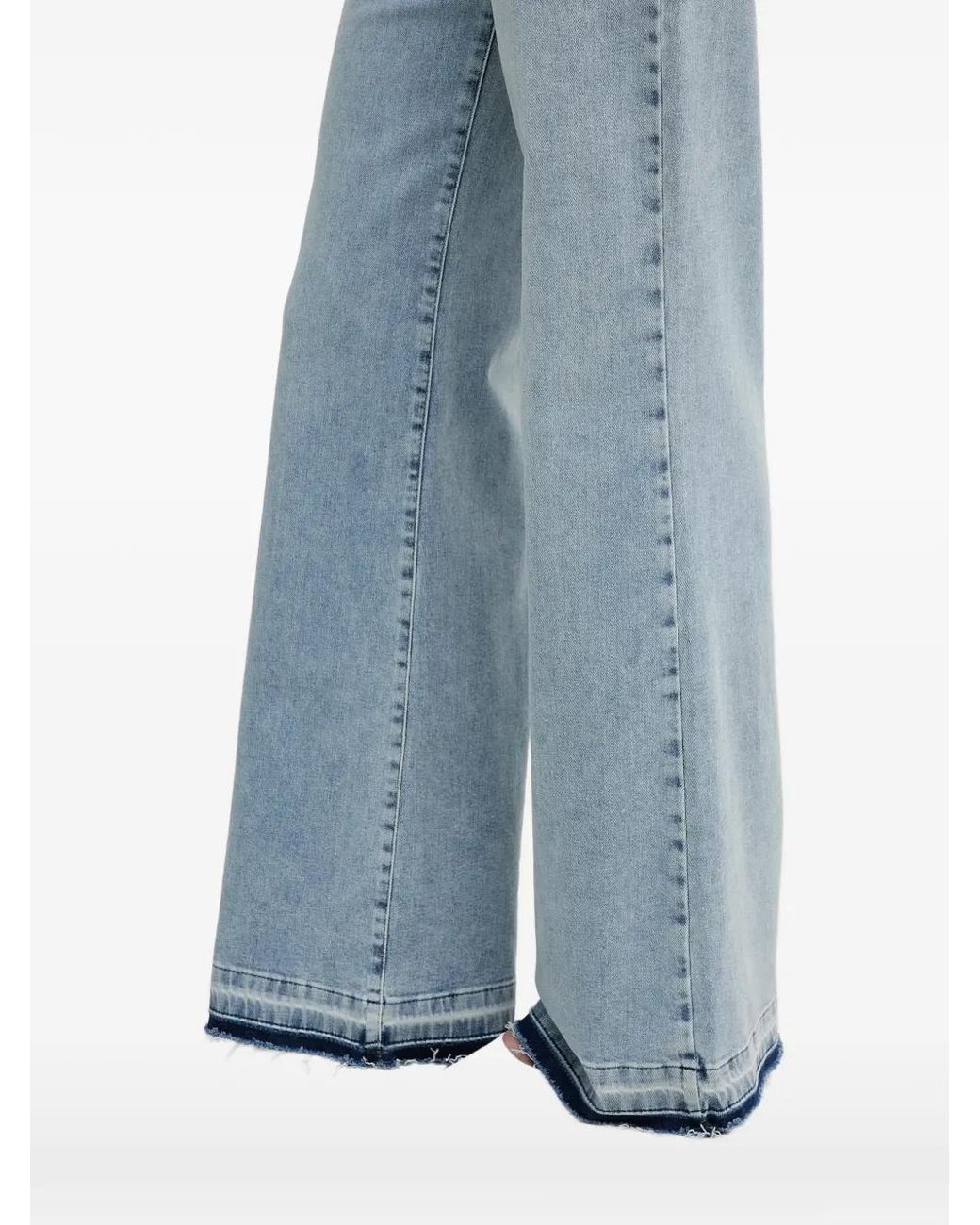 Ouí Blue Fringed Wide-Leg Jeans