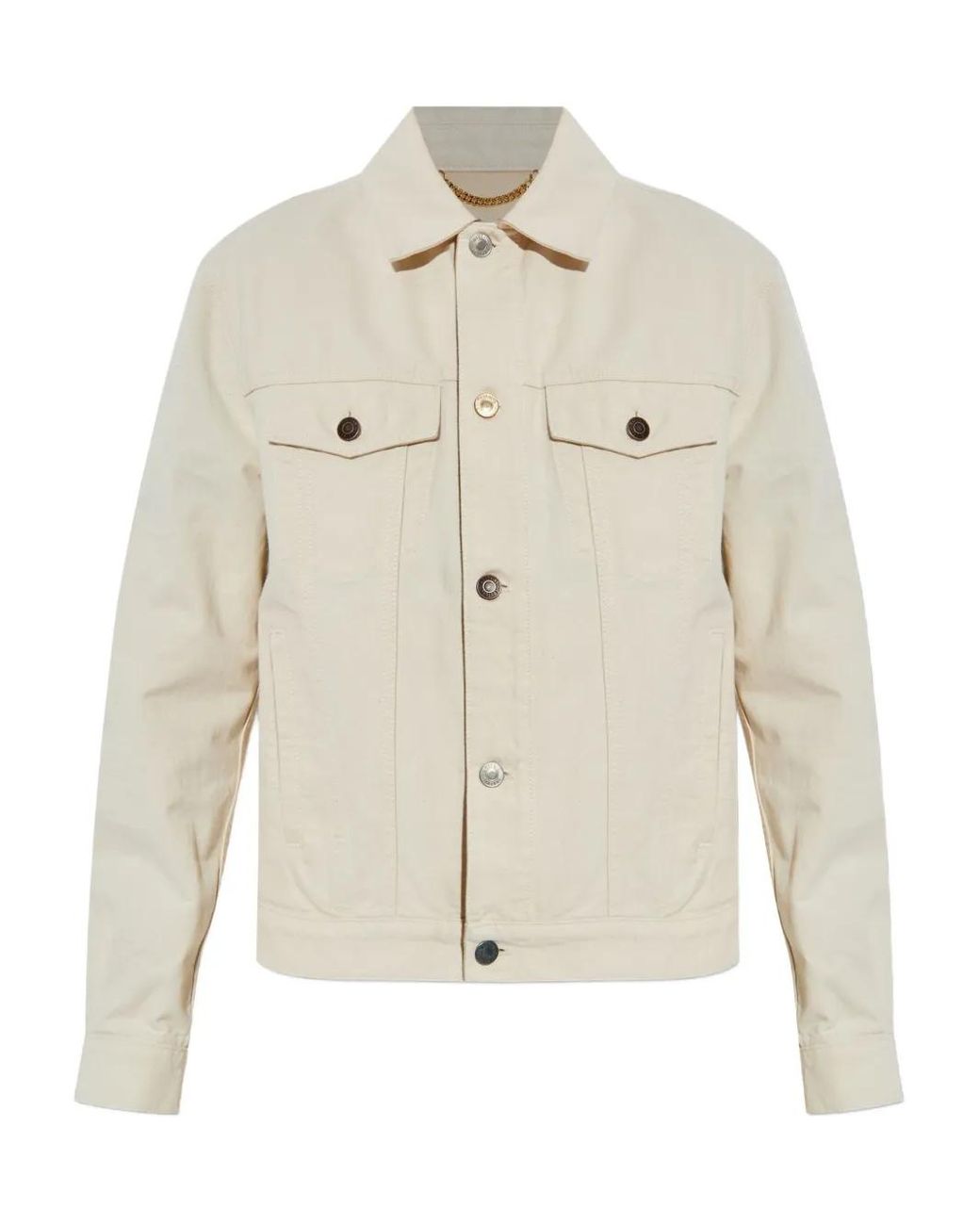 Chaqueta Vaquera Con Cierre De Botón Moschino de color Natural