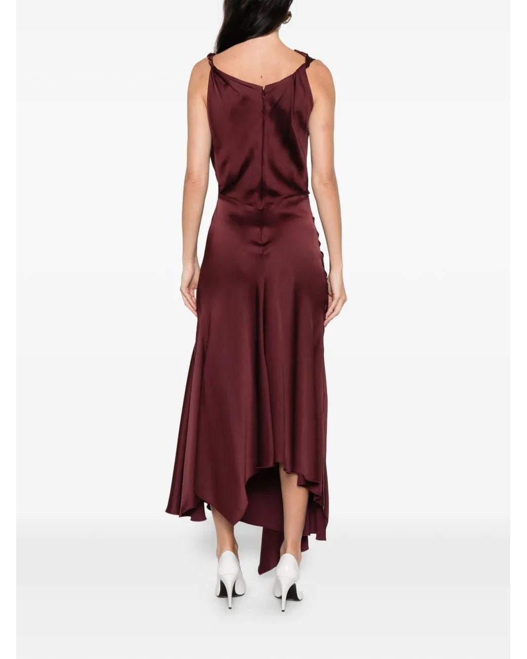 Victoria Beckham Posy Draped Midi Dress in Purple | Lyst