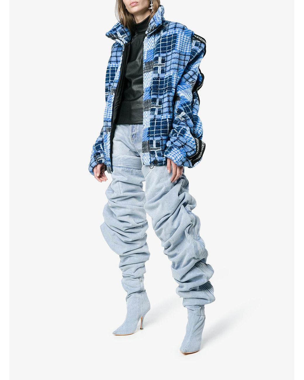 Thigh High Ruched Denim Boots 