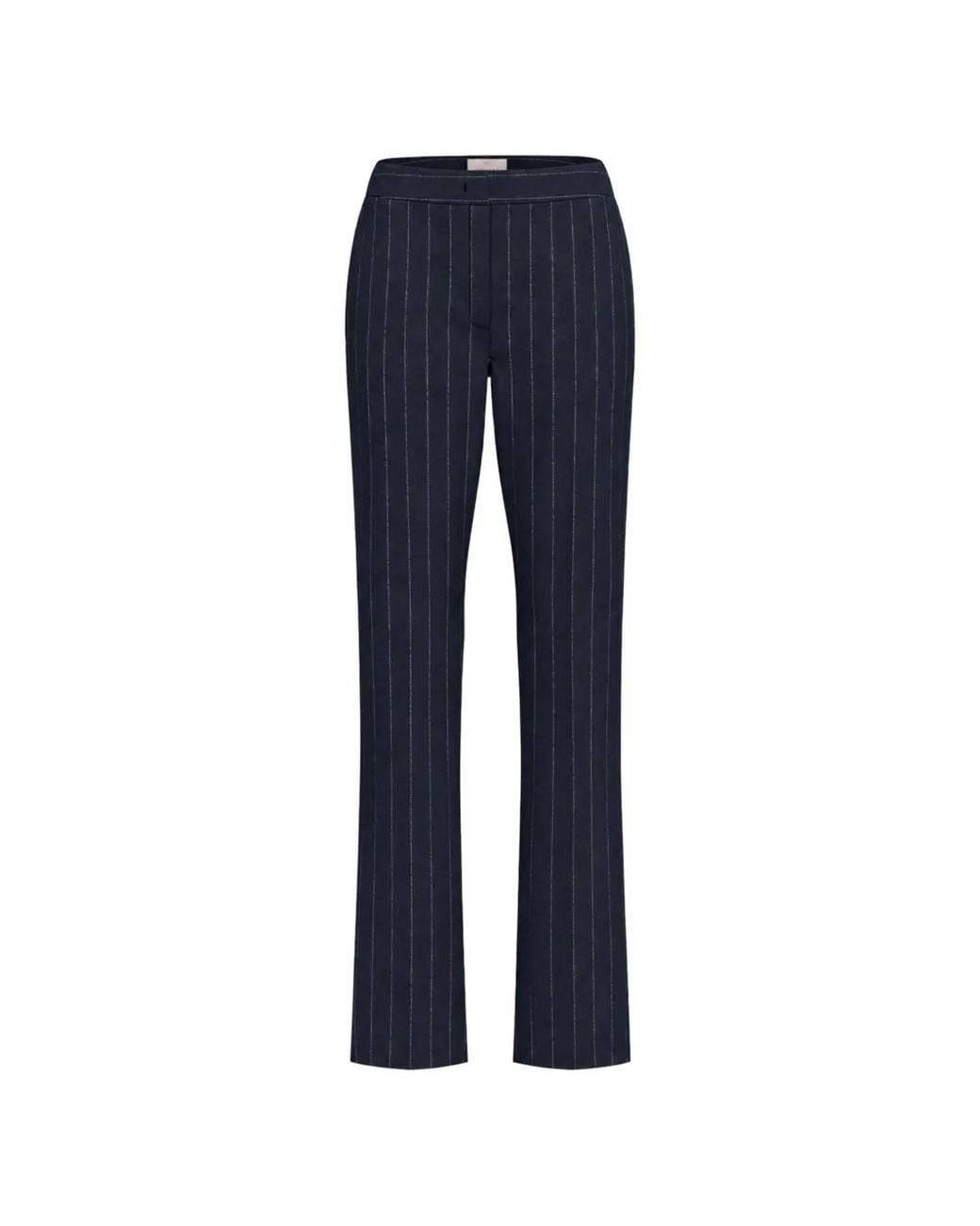 Marella Blue Pinstripe-Pattern Trousers
