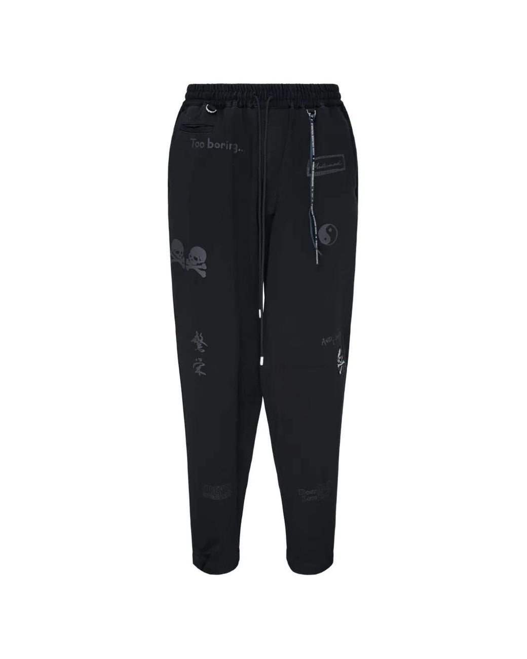 Mastermind Japan Black Graphic-Print Drawstring Trousers for men
