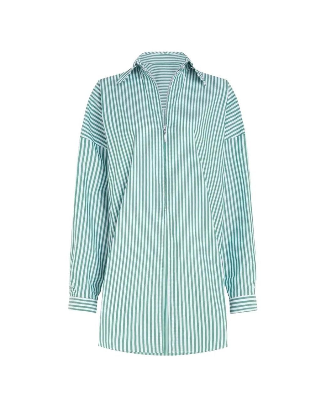 GAUGE81 Blue Cosala Striped Zip-Up Shirt