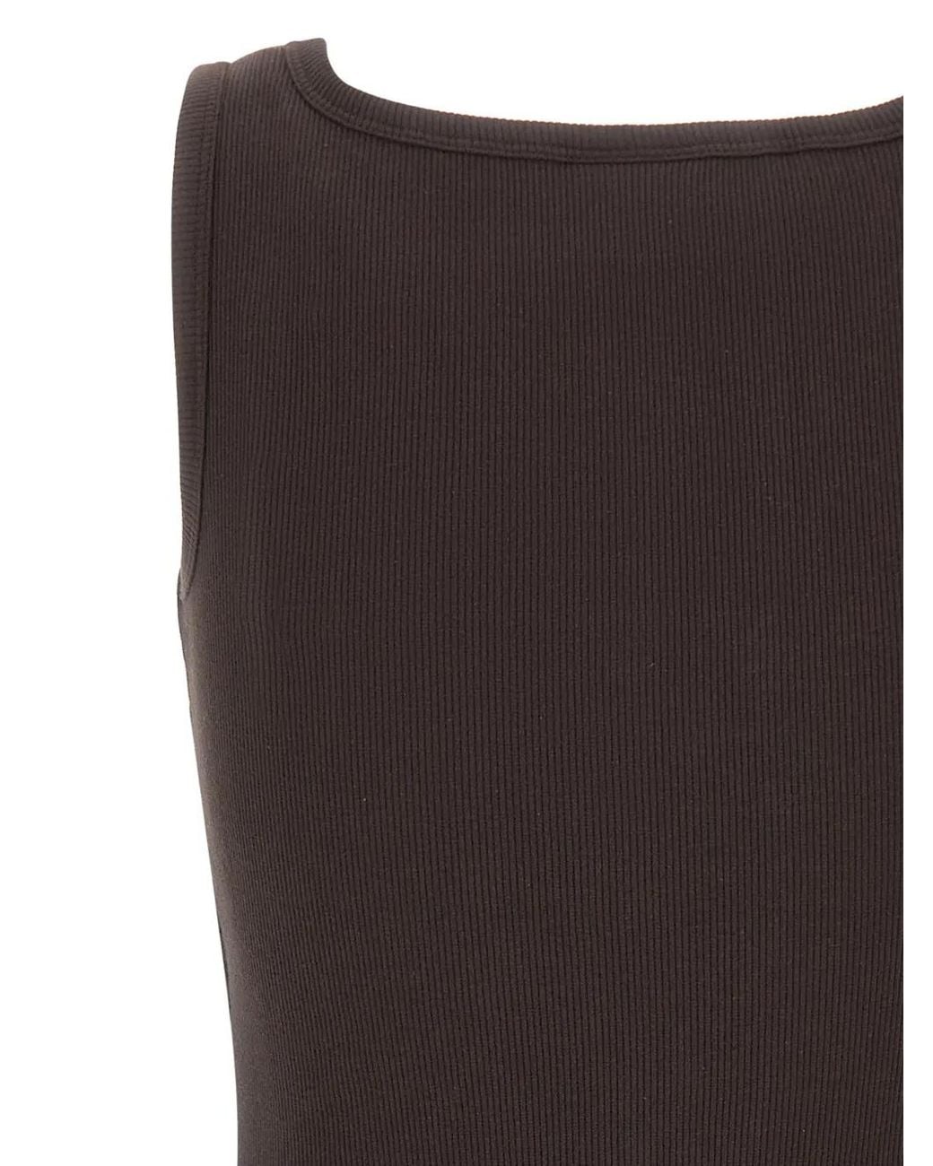 Courreges Black 90's Ribbed-Cotton Tank Top