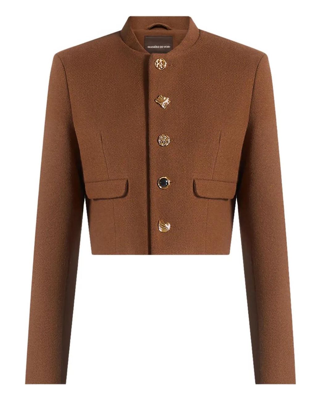 Manière De Voir Blue Evana Structured Wool Jacket With Mixed Buttons