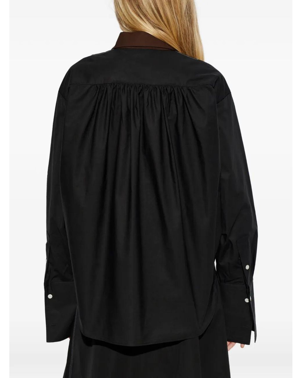 Marni Black Poplin Shirt With Contrast Bib Insert