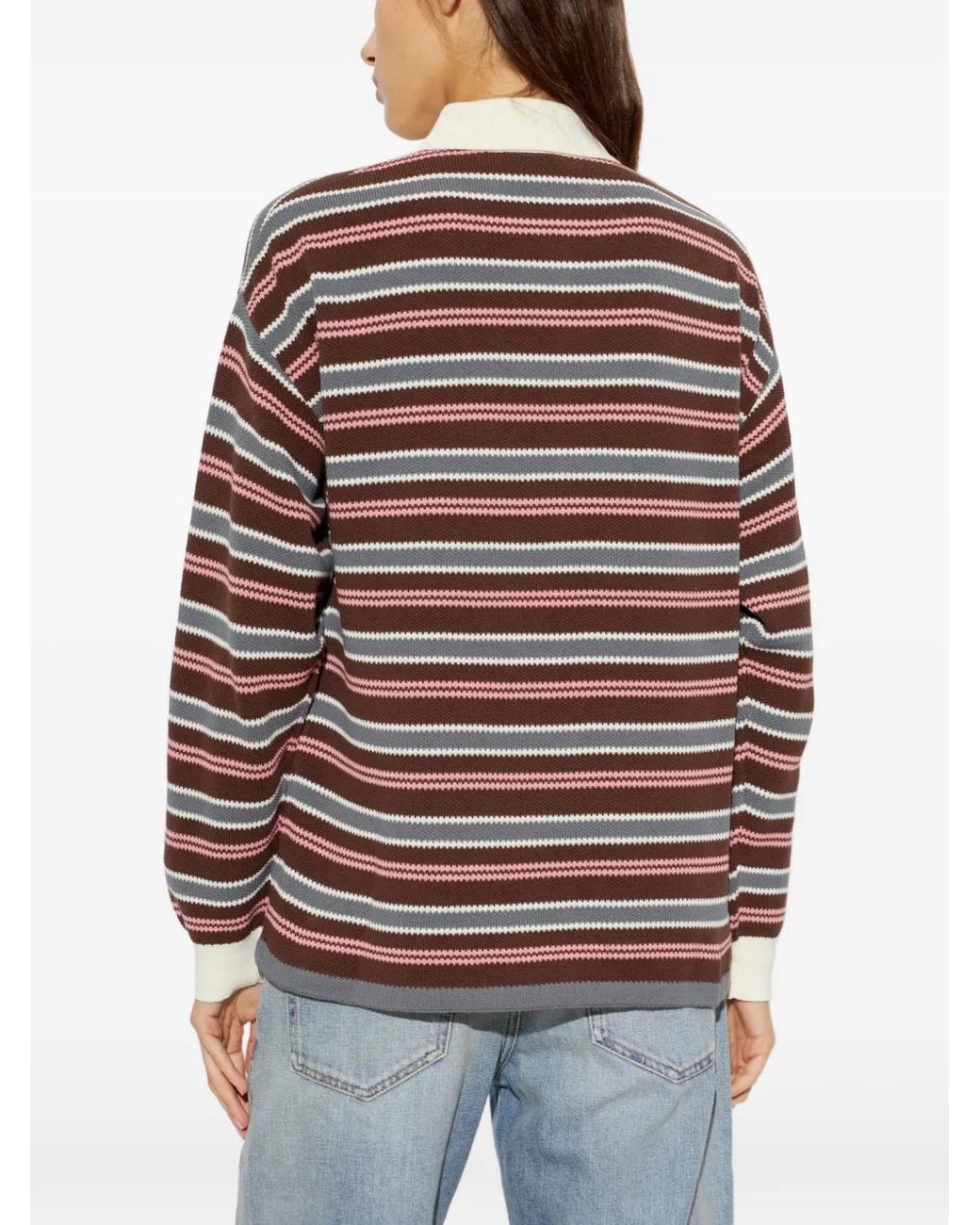 The Upside Red Wonder Striped Long-Sleeve Polo Shirt
