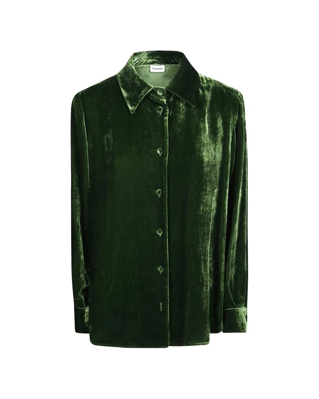 P.A.R.O.S.H. Green Long-Sleeve Velvet Shirt