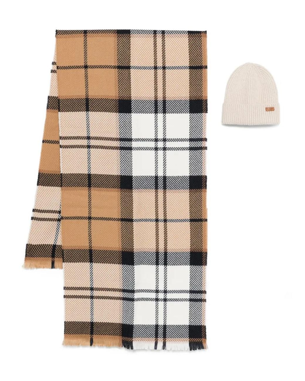 Barbour White Check-Print Scarf