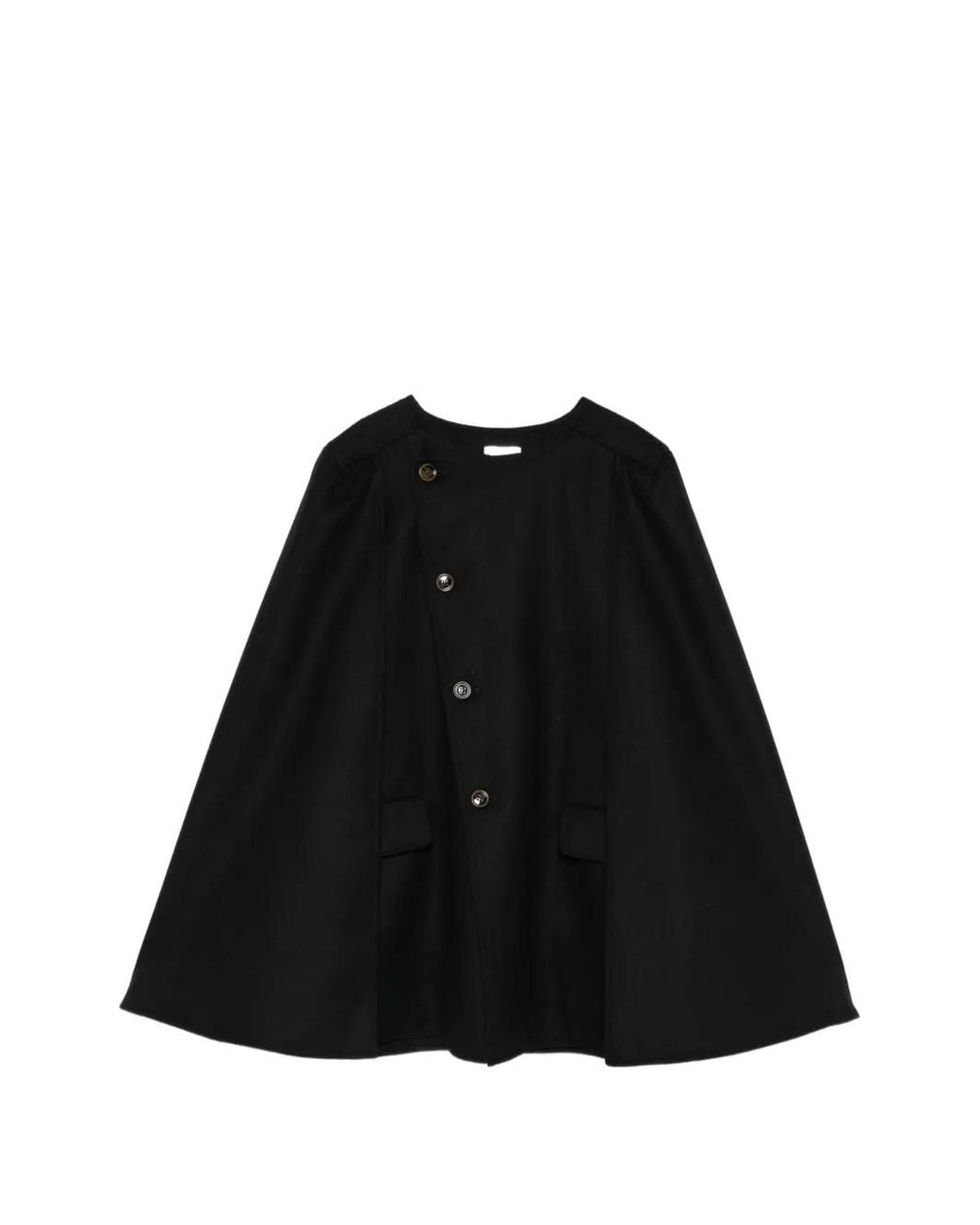 THE GARMENT Black Balli Button-Up Wool Cape
