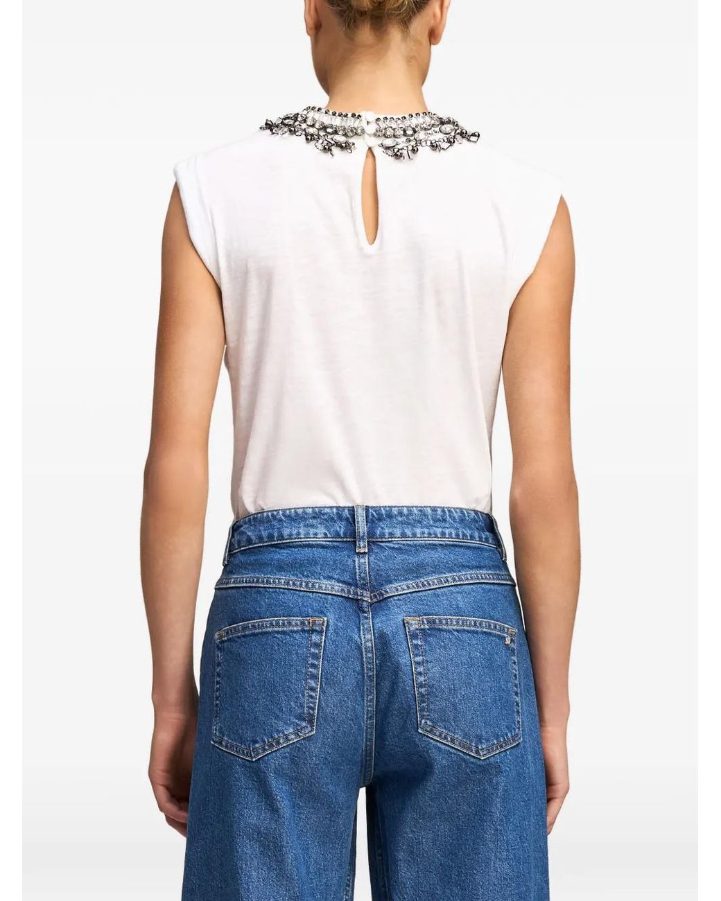 Cinq À Sept White Bella Crystal-Embellished T-Shirt