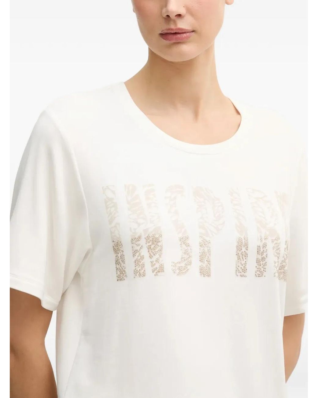 Joseph Ribkoff White Embellished-Graphic T-Shirt