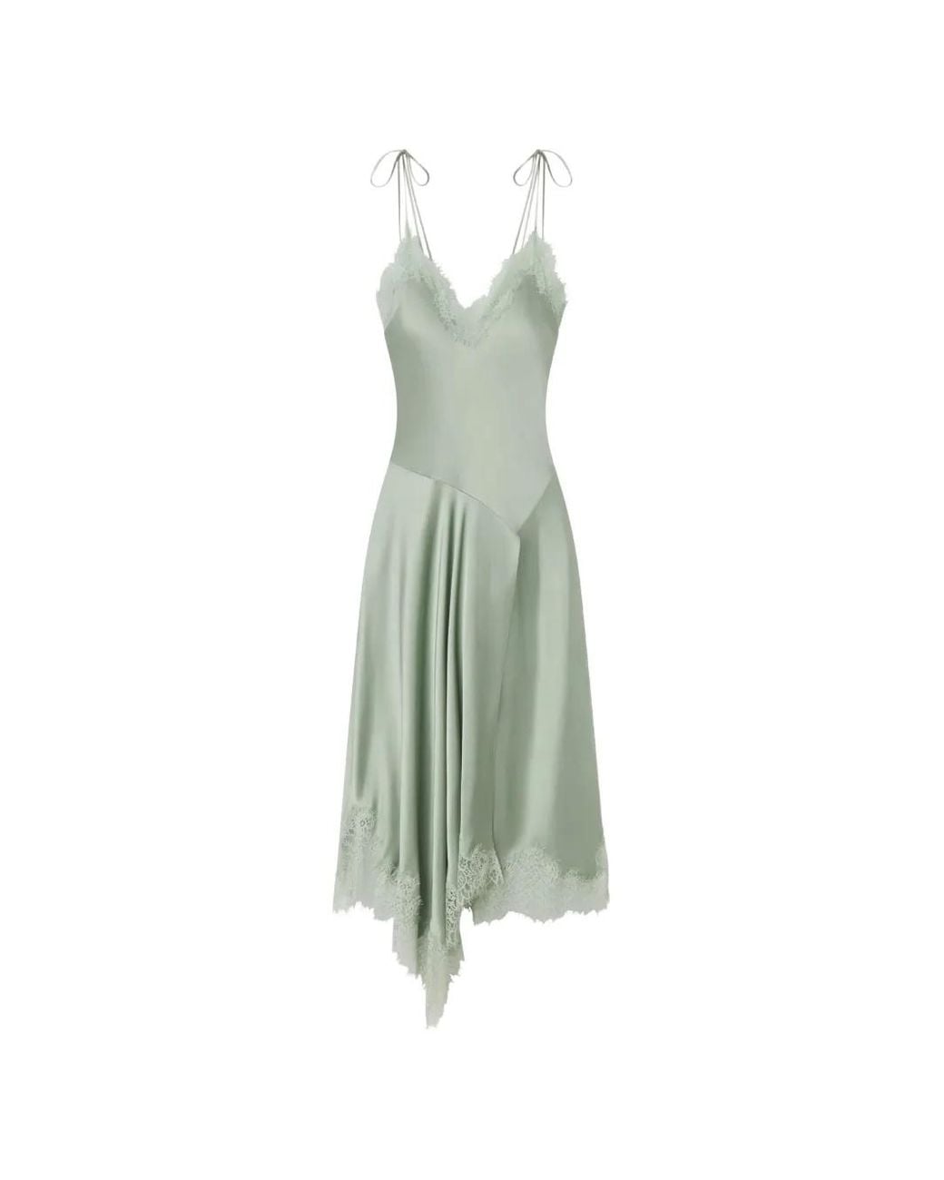 A.L.C. Green Aleena Lace-Trim Midi Dress