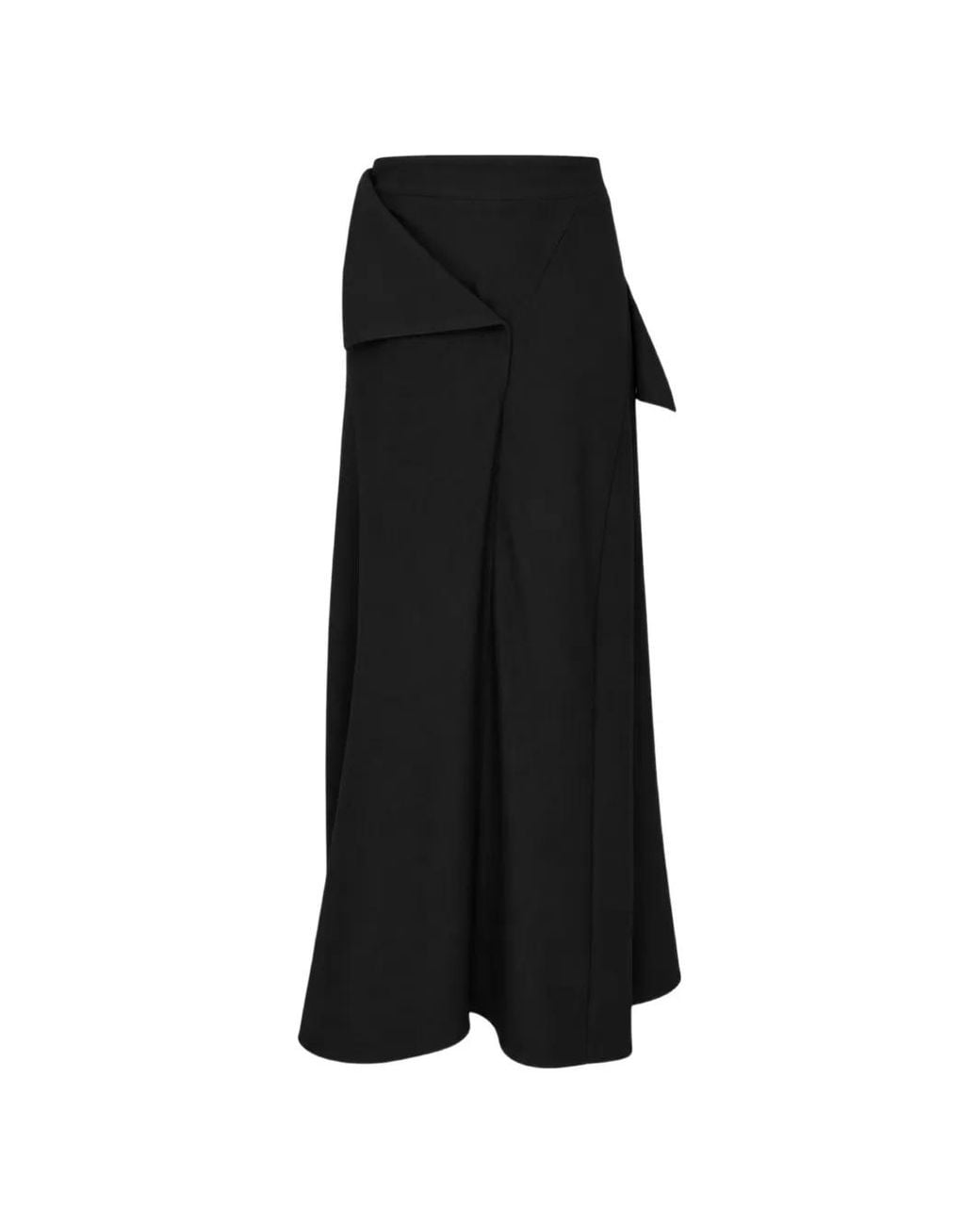 Yohji Yamamoto Black Asymmetric Embroidered Maxi Skirt