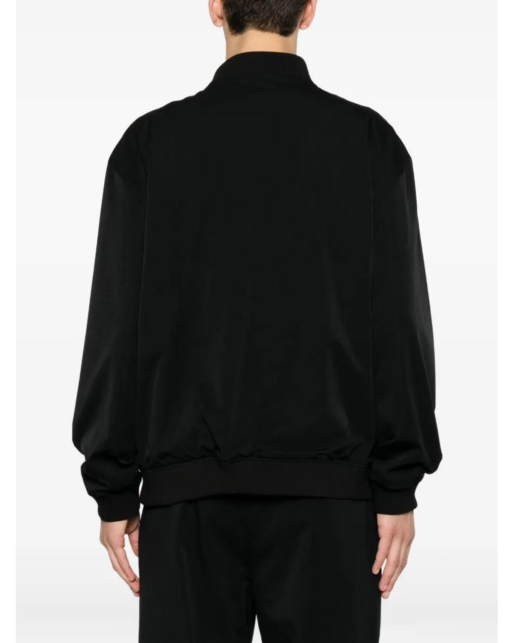 Karl Lagerfeld Black Ribbed-Trim Zip-Up Jacket for men