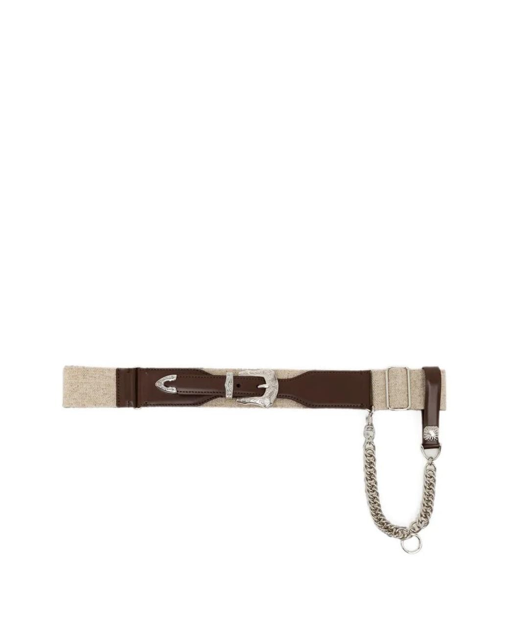 Toga White Leather Chain Belt for men