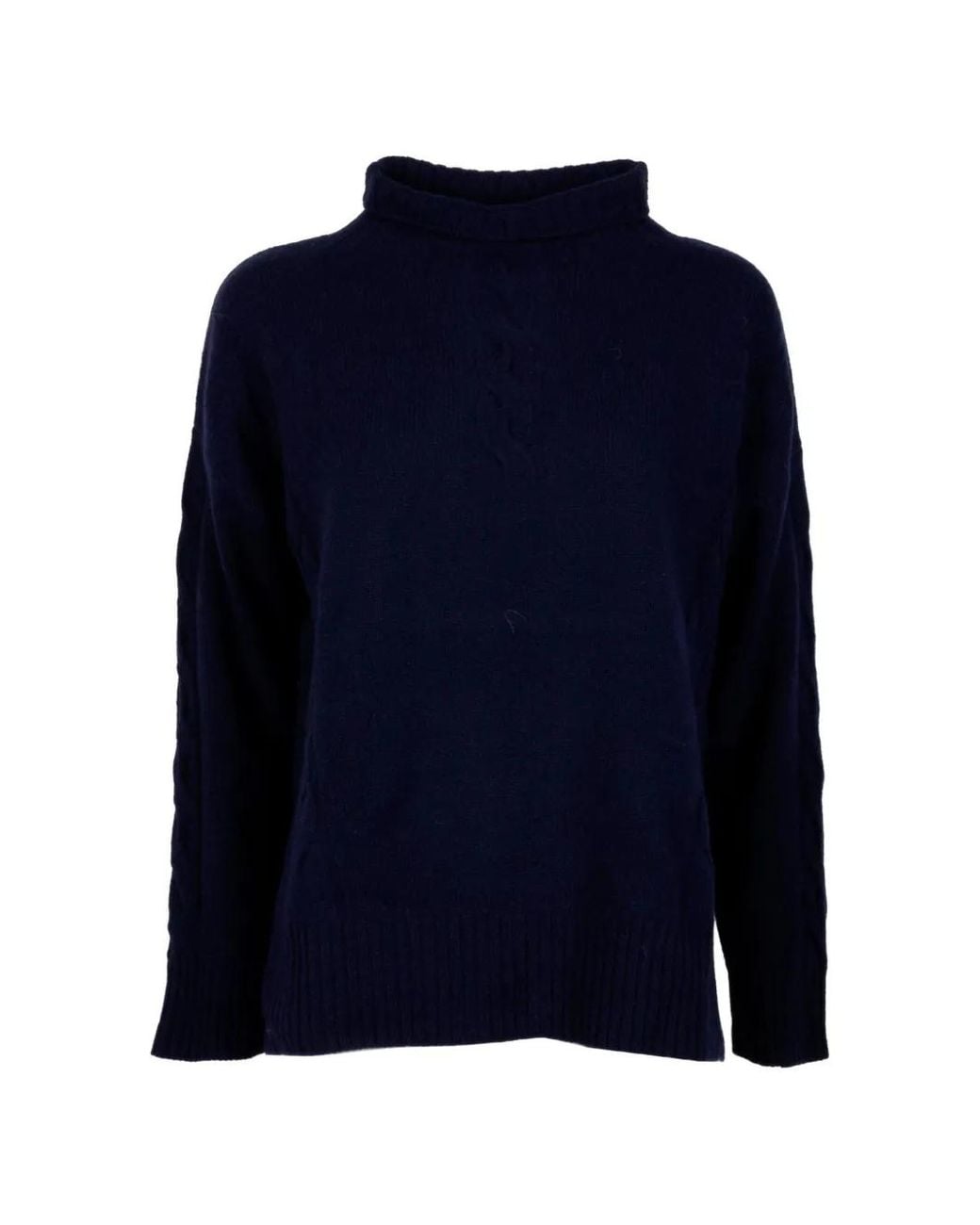 Kangra Blue Cable-Knit Roll-Neck Sweater