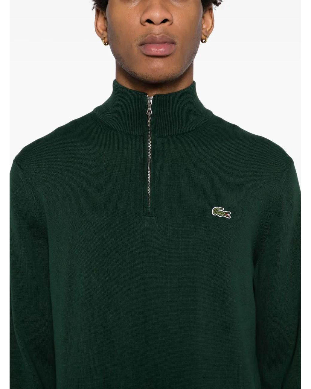 Lacoste Green Logo-Embroidered Sweatshirt for men