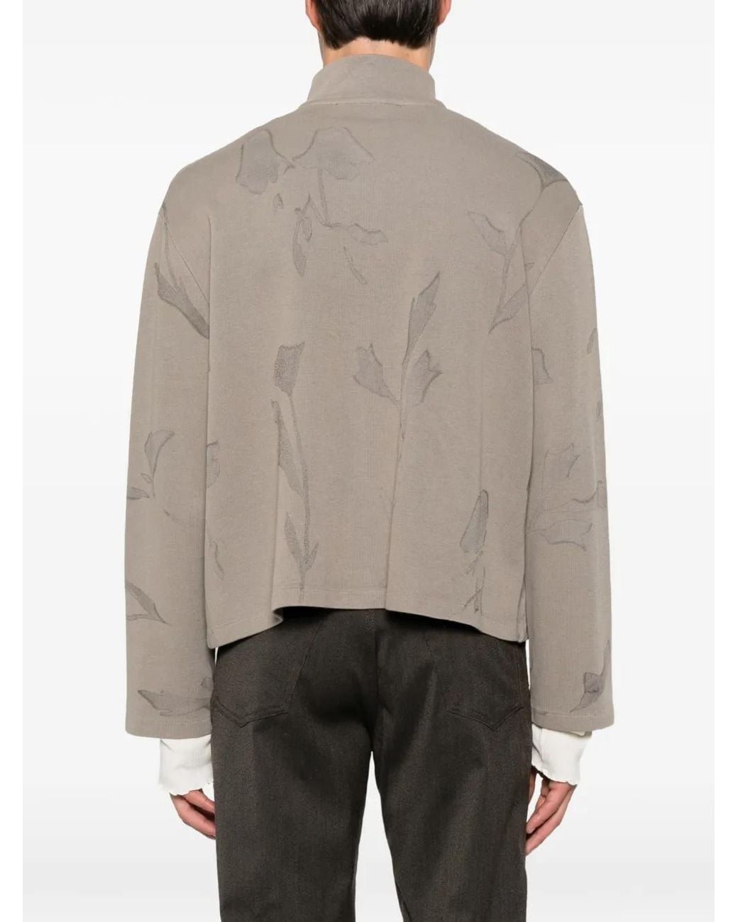 Our Legacy Brown Shrunken Floral-Print Zip-Up Sweatshirt for men