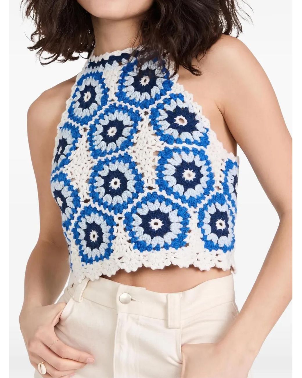 Sea Blue Crochet Tank Top